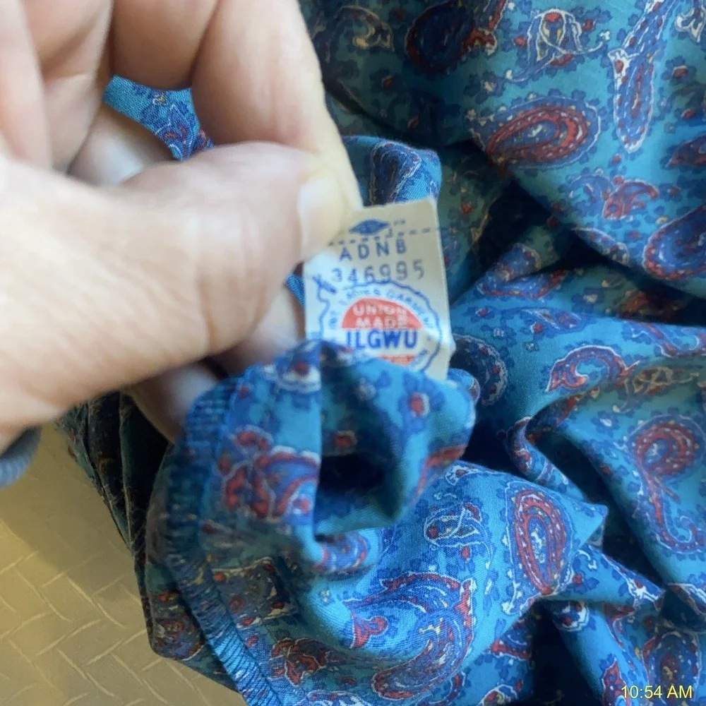 Vintage Schrader Sport Paisley Dress ILGWU Union Made‎ Blue Old $ Romantic